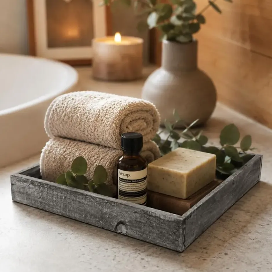 Houten dienblad /plateau - grijs - 30 cm - Woondecoratie