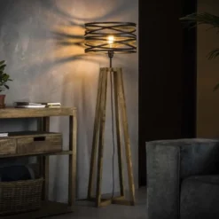 Houten vloerlamp Twist - 135x41x135 cm - Slate grey - Grijs