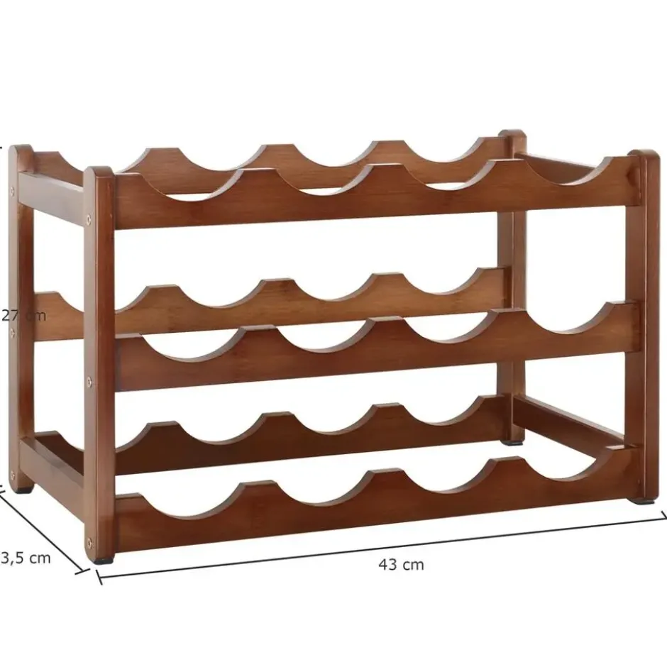 Houten wijnrek voor 12 flessen