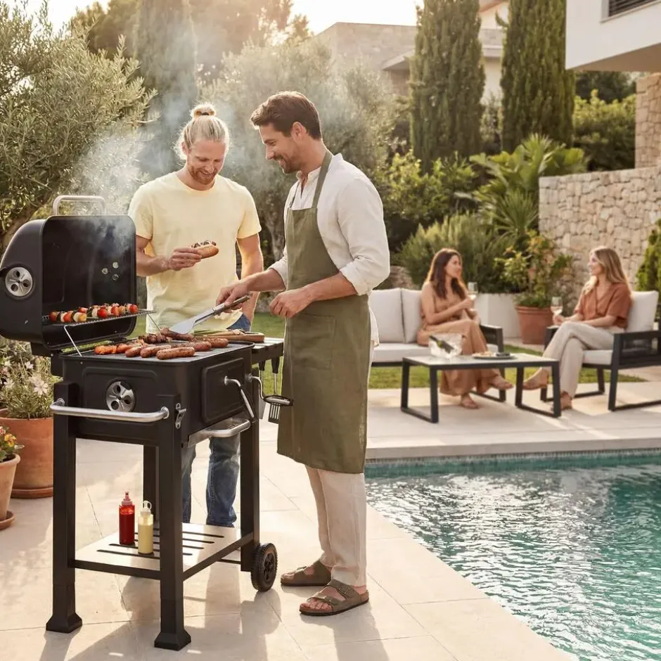 Houtskoolbarbecue - Verchroomd Grillrooster - Inklapbaar Zijrek - 110x64x104cm