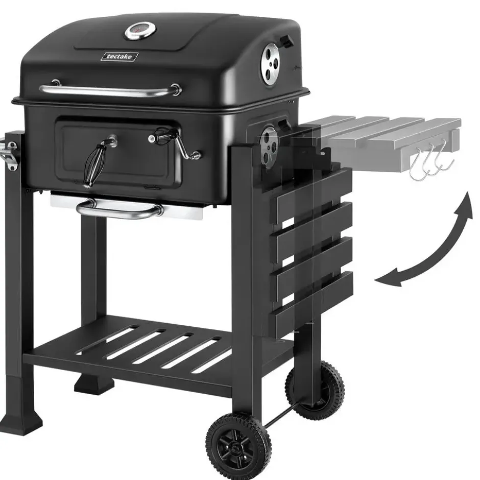 Houtskoolbarbecue - Verchroomd Grillrooster - Inklapbaar Zijrek - 110x64x104cm