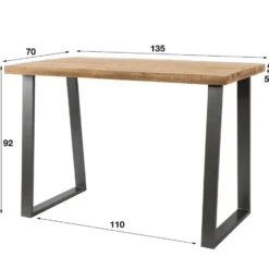 Hoyz - Bartafel Industrieel - Massief Mangohout - Blank - Trapezium - 135x70x92