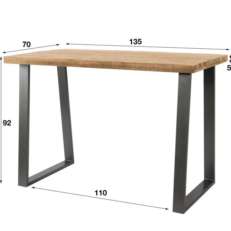 Hoyz - Bartafel Industrieel - Massief Mangohout - Blank - Trapezium - 135x70x92