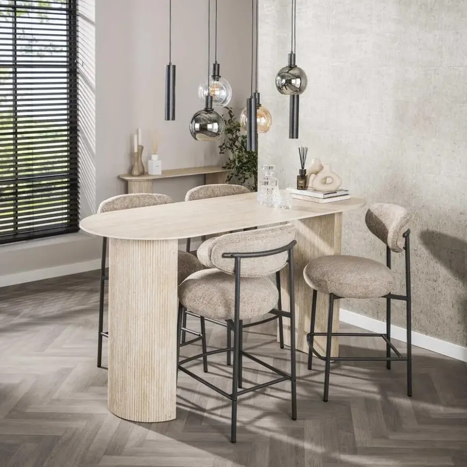 Hoyz Collection - Bartafel Romano Arch Plat Ovaal 180cm - Keramiek Travertin