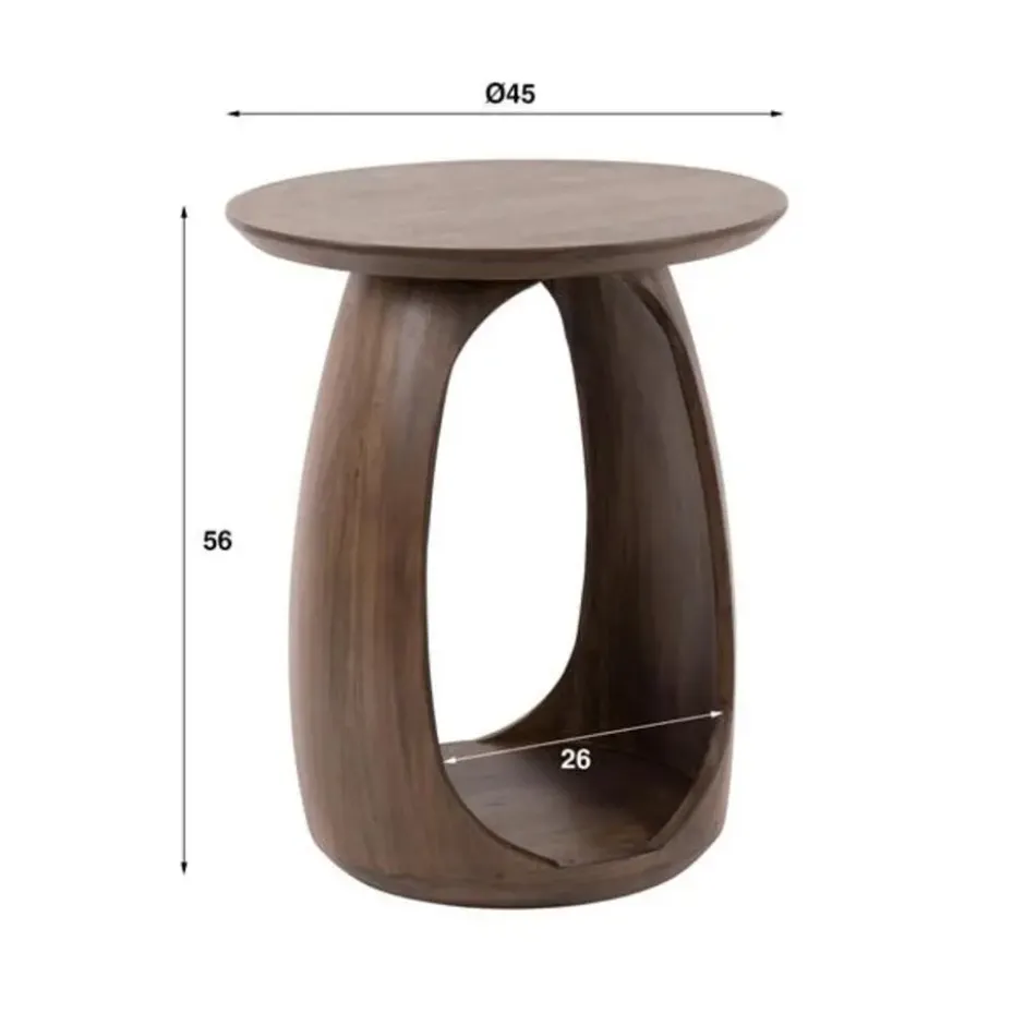 Hoyz Collection - Bijzettafel Flow Solid S - Massief Acacia Glaze Brown