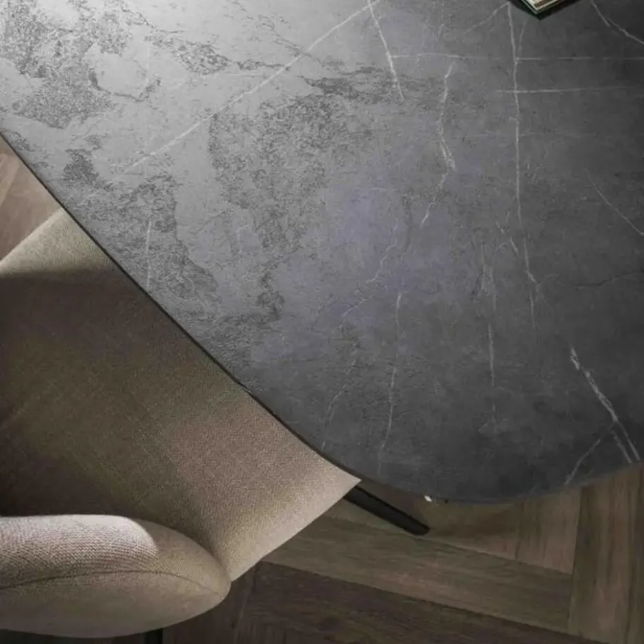 Hoyz Collection - Eetkamertafel 215 Deens Ovaal - 3D Melamine Slate Stone