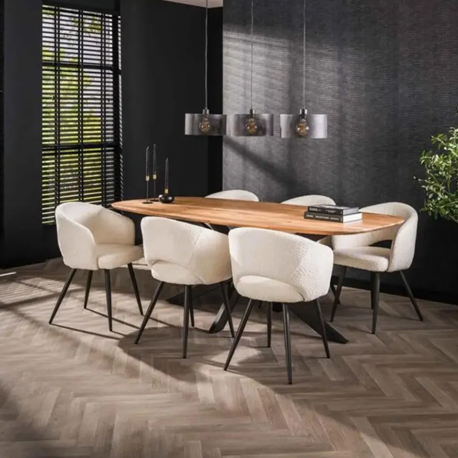 Hoyz Collection - Eetkamertafel Arhus Solid 215cm - Acaciahout - 6 personen