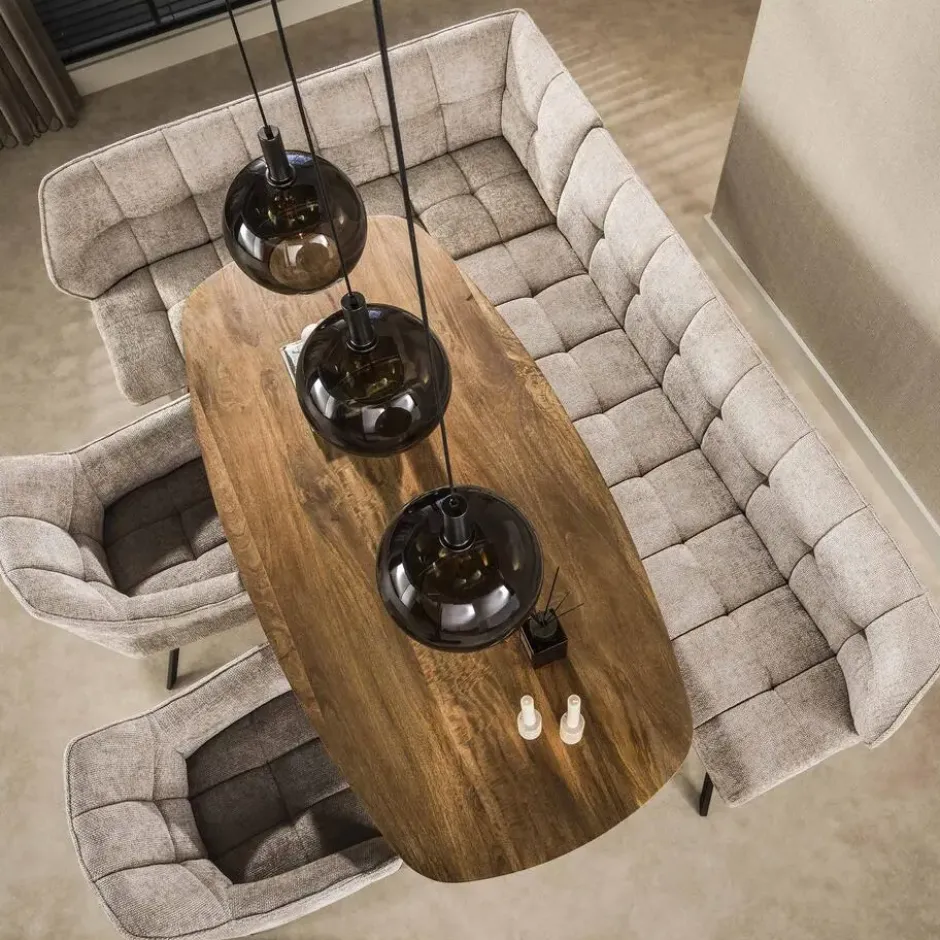 Hoyz Collection - Eettafel Wave Centro Deens Ovaal 180cm - Massief Mango Zand