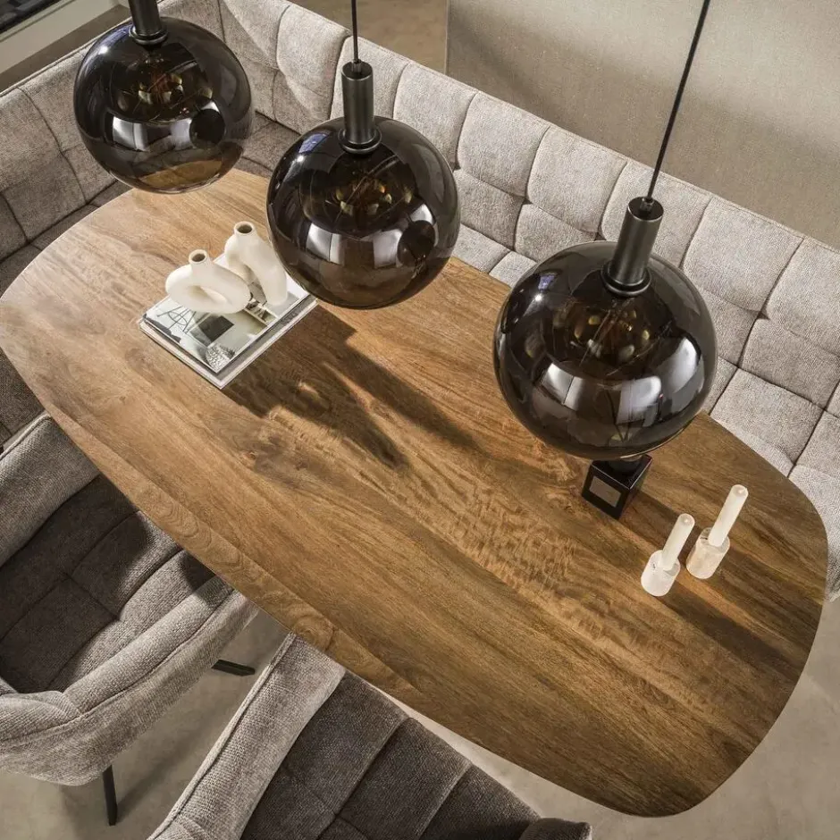 Hoyz Collection - Eettafel Wave Centro Deens Ovaal 180cm - Massief Mango Zand