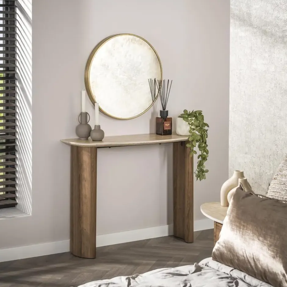 Hoyz Collection - Hal-kaptafel Romano Curvo - Keramiek Travertin