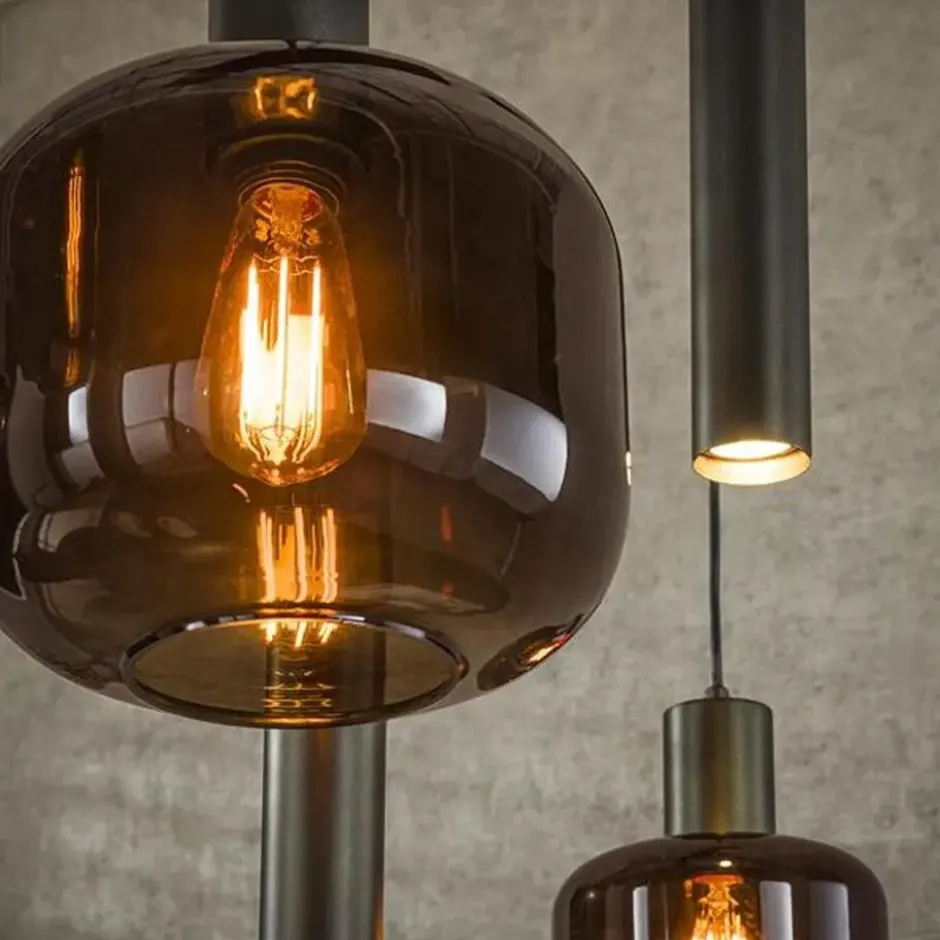 Hoyz Collection - Hanglamp Bronza Mix 4+3-lichts - Sienna Brown