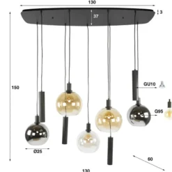 Hoyz Collection - Hanglamp Sfera Tricolore 5+4-lichts - Artic Zwart