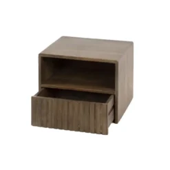 Hoyz Collection - Nachtkastje Carve Zwevend 1 Lade - Massief Acacia Bruin