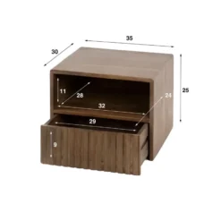 Hoyz Collection - Nachtkastje Carve Zwevend 1 Lade - Massief Acacia Bruin