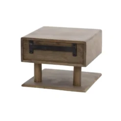 Hoyz Collection - Nachtkastje Carve Shelve Zwevend 1 Lade - Massief Acacia Bruin