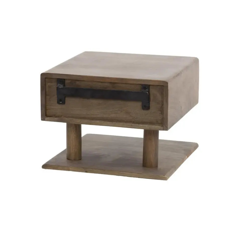 Hoyz Collection - Nachtkastje Carve Shelve Zwevend 1 Lade - Massief Acacia Bruin