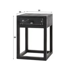 Hoyz Collection - Nachtkastje 1L Black Square - Massief Acacia Zwart
