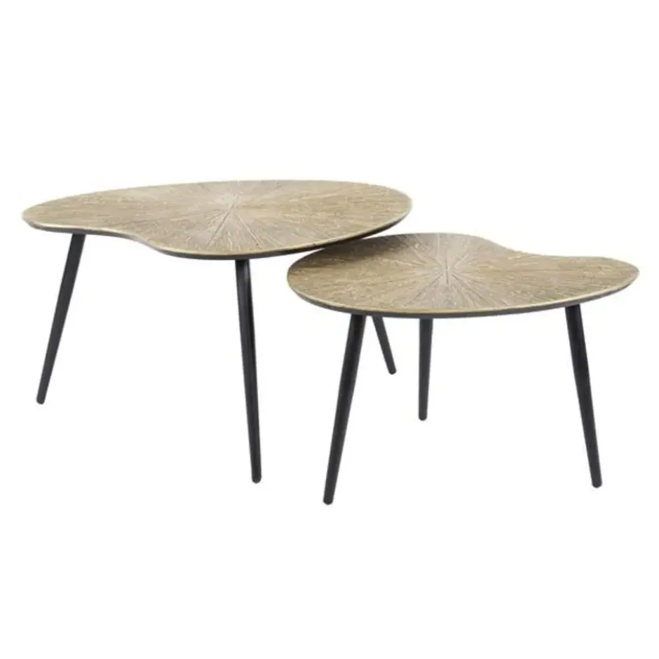 Hoyz Collection - Salontafel Set-2 Niervormig Ray - Brons/Goud Metaal