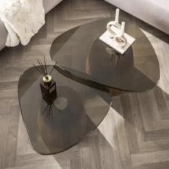 Hoyz Collection - Salontafel Tinto Driehoekig Set Van 2 - Brons Glas