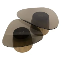 Hoyz Collection - Salontafel Tinto Driehoekig Set Van 2 - Brons Glas
