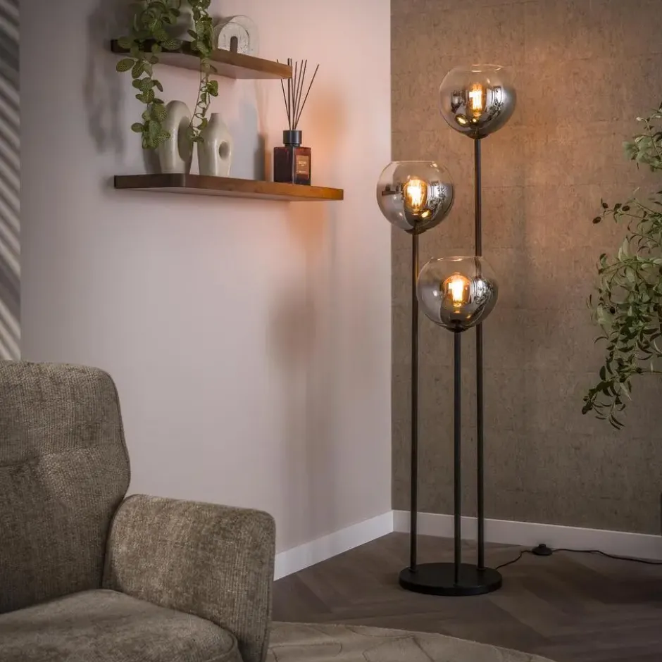 Hoyz Collection - Vloerlamp Bubble Shaded 3-lichts - Artic Zwart