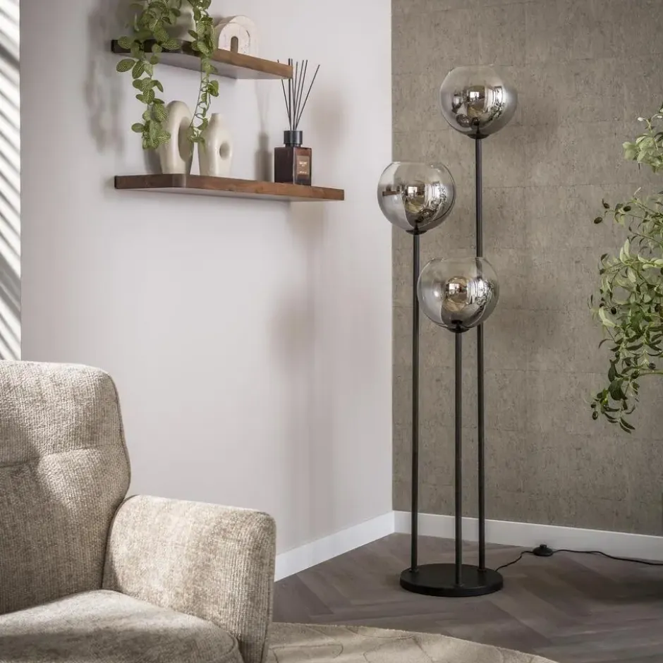 Hoyz Collection - Vloerlamp Bubble Shaded 3-lichts - Artic Zwart