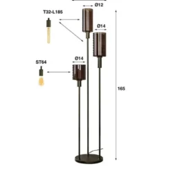 Hoyz Collection - Vloerlamp Sepiora Getrapt 3-lichts - Sienna Brown