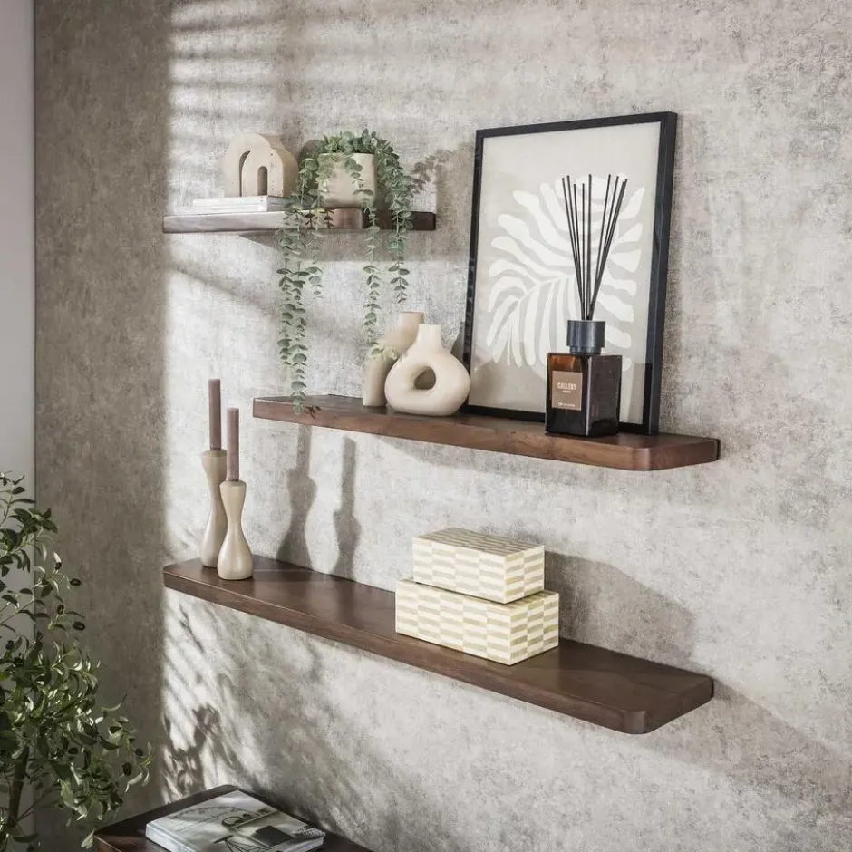Hoyz Collection - Wandplank Carve 60cm - Massief Acacia Bruin