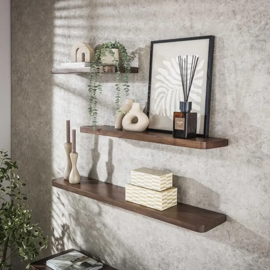 Hoyz Collection - Wandplank Carve 120cm - Massief Acacia Bruin