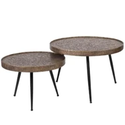 Hoyz - Salontafel Rond Metallic - Goudkleurig - Set van 2