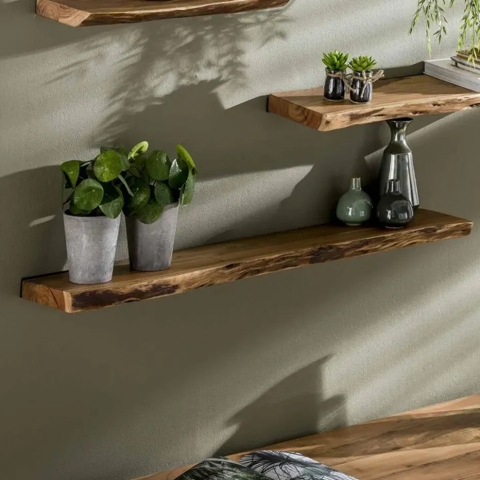 Hoyz - Wandplank 120 edge - Acaciahout - Bruin
