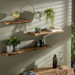 Hoyz - Wandplank 120 edge - Acaciahout - Bruin