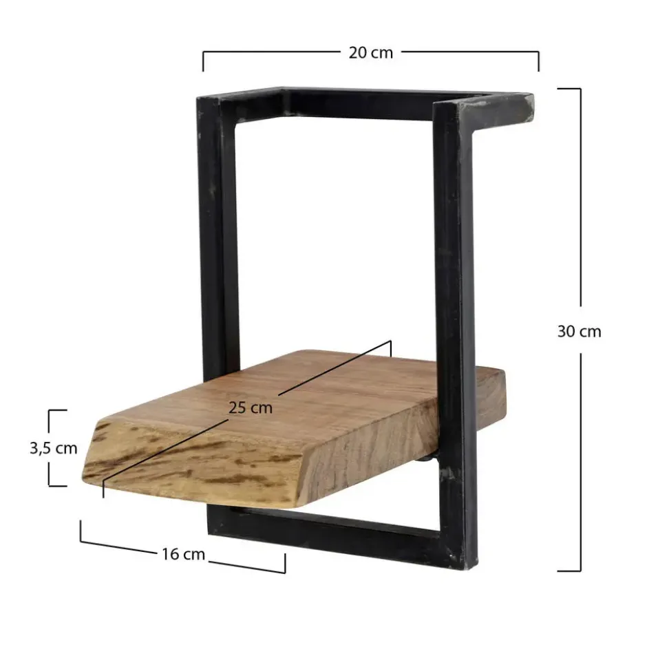 Hoyz - Wandplank Edge - 20cm - Acaciahout - Bruin