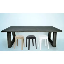 H&S Collection Bijzet krukje - zwart - kunststof - H45 cm