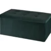 H&S Collection Poef/hocker - opbergbox - donkergrijs - 76 x 40 x 38cm