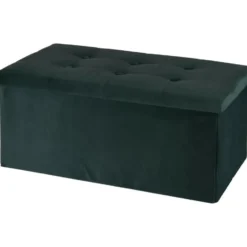H&S Collection Poef/hocker - opbergbox - donkergrijs - 76 x 40 x 38cm
