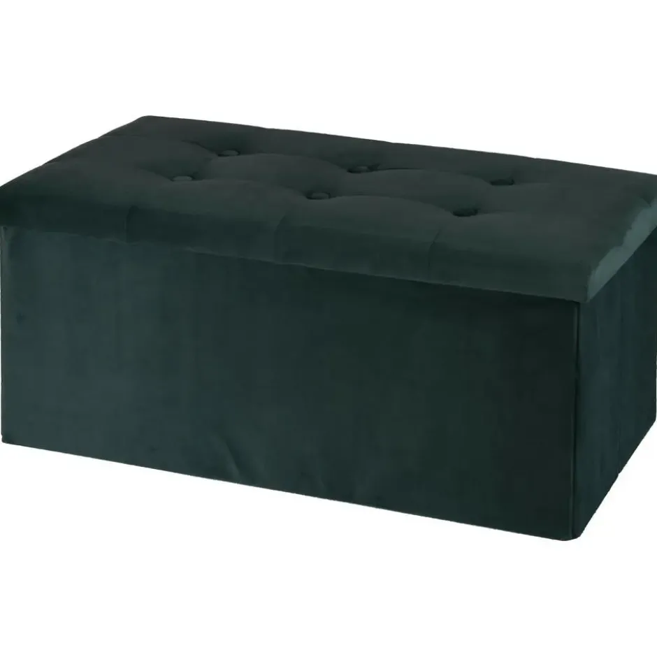 H&S Collection Poef/hocker - opbergbox - donkergrijs - 76 x 40 x 38cm