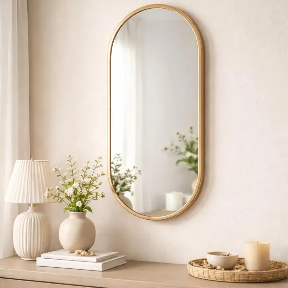 H&S Collection Spiegel Florence - 60 x 30 cm - aluminium - goud