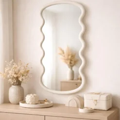H&S Collection Spiegel / Wandspiegel - wave - taupe - 55 x 30 cm