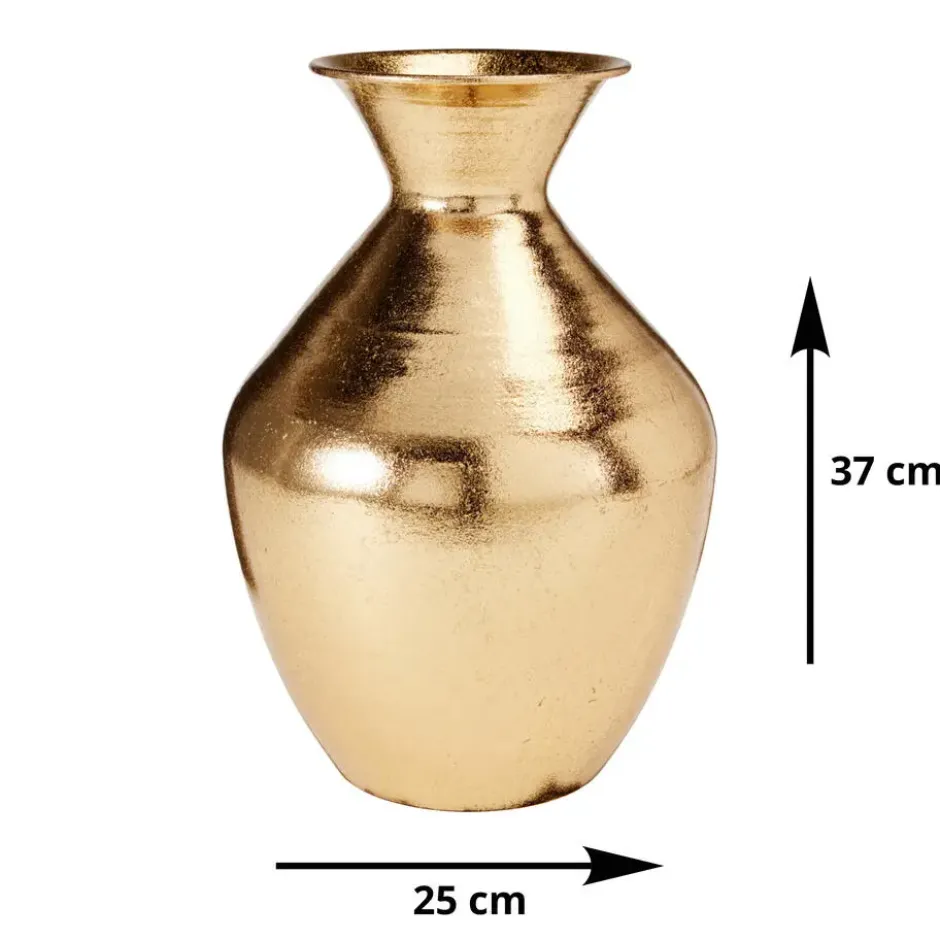 H&S Collection Vaas - goud - H37 x D25 cm - metaal - bloemenvaas