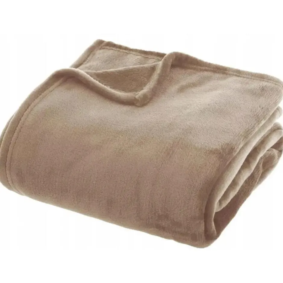 H&S Fleece deken - plaid - taupe - 125 x 150 cm