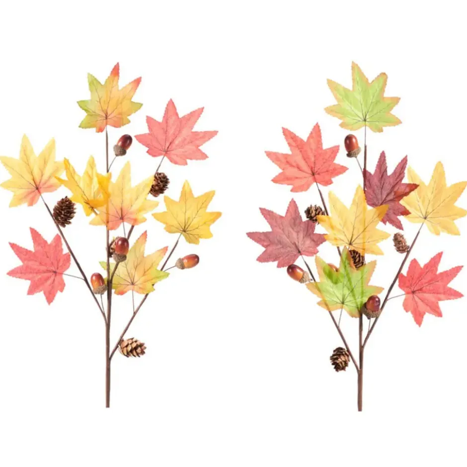 H&S Kunst herfsttak decoratie - 60 cm - steel met Esdoorn bladeren