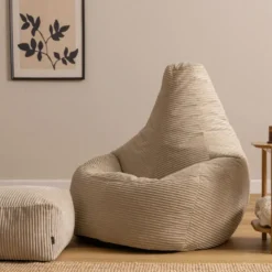icon - Dalton XL Zitzak Fauteuil met Poef - Gaming - Ribfluweel - Beige