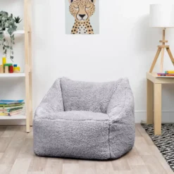 icon Kindersitzakken Teddybeer - Fleece Zitzak - Grijs
