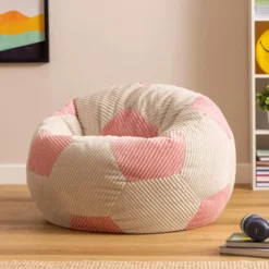 icon - Kingston Kinderzitzak Stoel - Ribfluweel - Voetbal - Roze