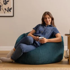 icon - Kingston XL Zitzak Fauteuil - Ribfluweel - Blauwgroen