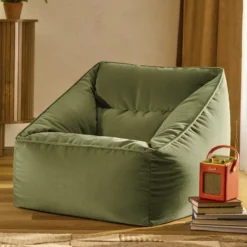 icon Zitzack Natalia - Fluwelen Zitzakfauteuil - Olijfgroen