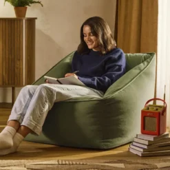 icon Zitzack Natalia - Fluwelen Zitzakfauteuil - Olijfgroen