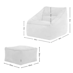 icon Zitzak en Poef Natalia - Chenille Zitzak Fauteuil - Grijs
