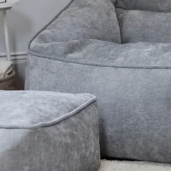 icon Zitzak en Poef Natalia - Chenille Zitzak Fauteuil - Grijs
